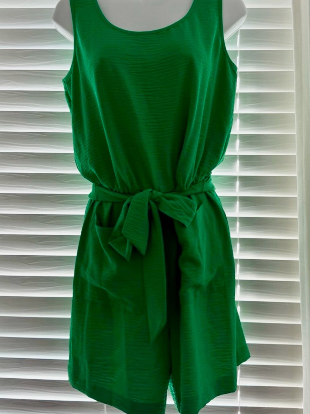 DKNY Green Sleeveless Tie-Waist Romper